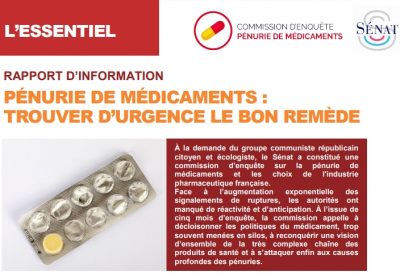 Pénurie de médicaments: « La France n’est plus une puissance pharmaceutique » selon le rapport publié par le Sénat