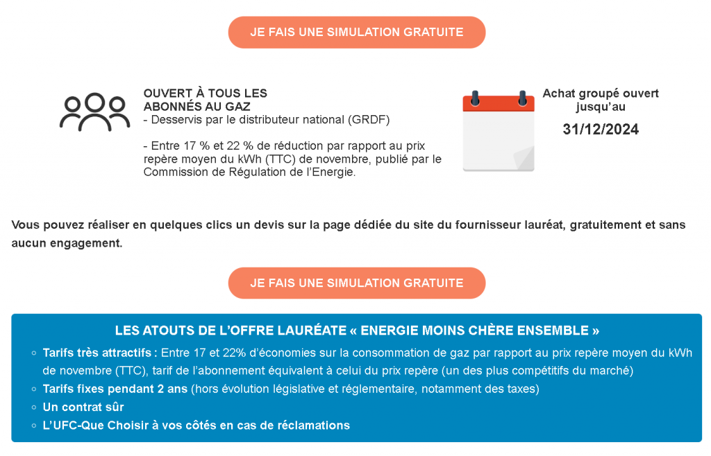 Energie moins chère ensemble ! Une offre groupée pour faire baisser la facture de gaz ! UFC